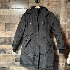 Canada Weather Gear Women Black Long Puffer Parka with Hood Small
